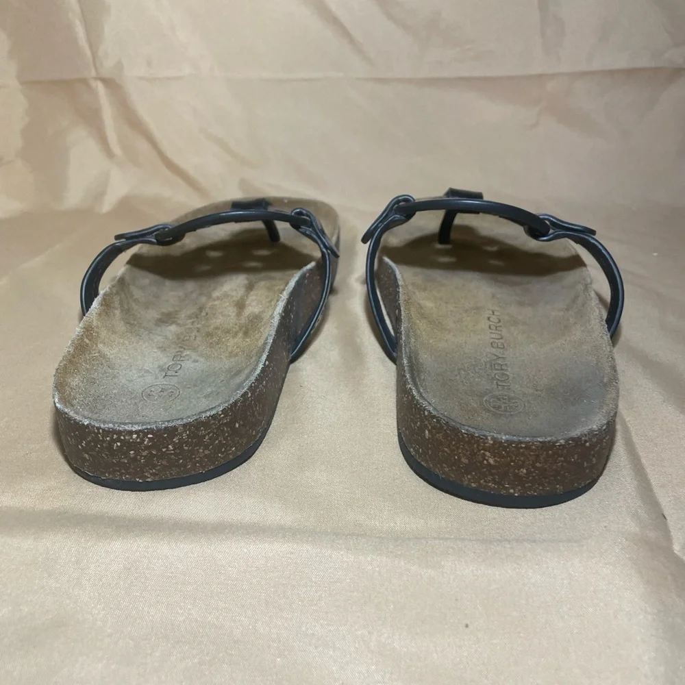 Tory Burch Miller Cloud Sandals Perfect Black Patent Leather/ Suede Cork